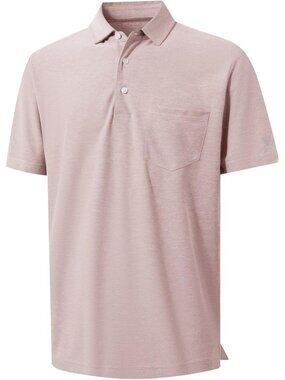 Mens Wine Red Heather Pocket Polo Lightweight Moisture Wicking Stretch Shirt UV